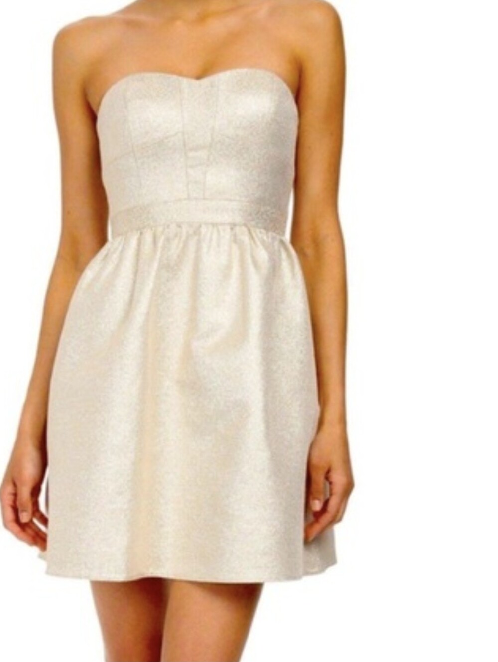 Aidan Mattox Champagne Gold Strapless Cocktail Party Dress Size 4